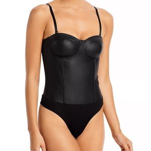 New Wit Tag - faux Leather bodysuit top